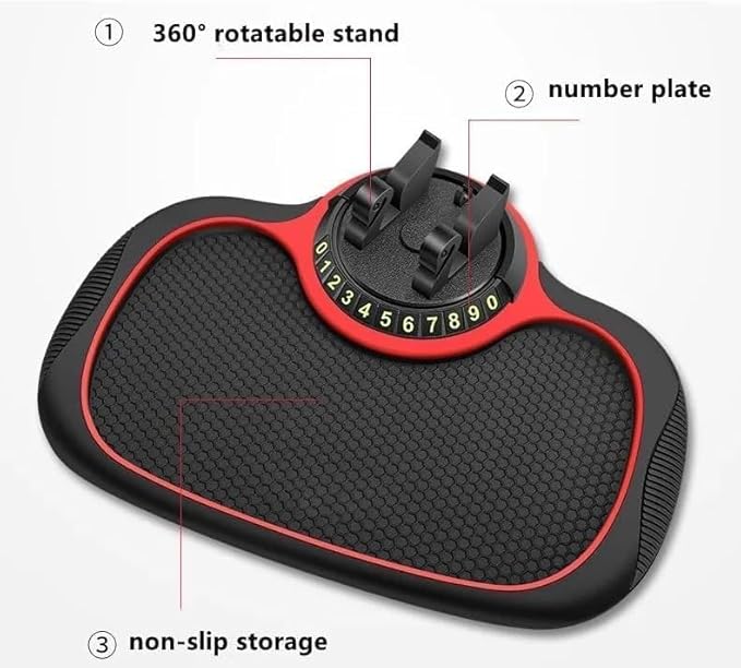 Car Accessories Multifunction Anti-Slip Dashboard Mat with 360 Degrees Rotating Mobile Phone Holder Mount Non-Slip Sticky Rubber Pad for Smartphone GPS God Idols & Toys