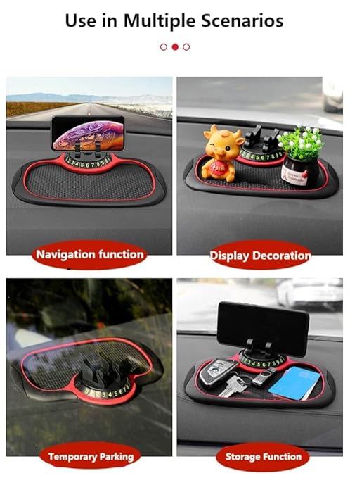 Car Accessories Multifunction Anti-Slip Dashboard Mat with 360 Degrees Rotating Mobile Phone Holder Mount Non-Slip Sticky Rubber Pad for Smartphone GPS God Idols & Toys