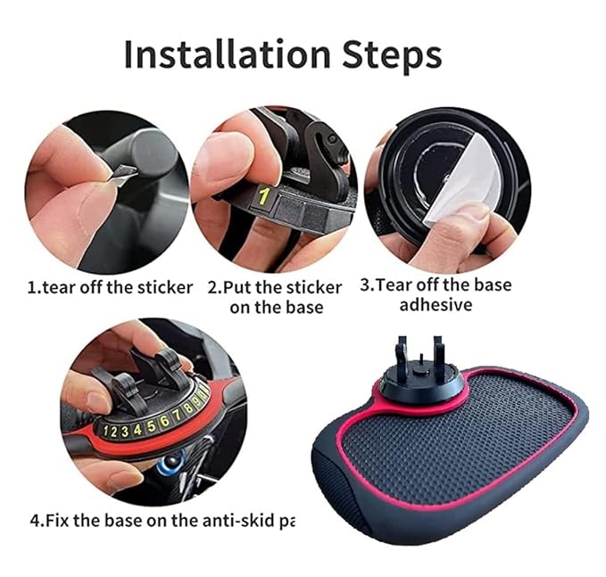 Car Accessories Multifunction Anti-Slip Dashboard Mat with 360 Degrees Rotating Mobile Phone Holder Mount Non-Slip Sticky Rubber Pad for Smartphone GPS God Idols & Toys