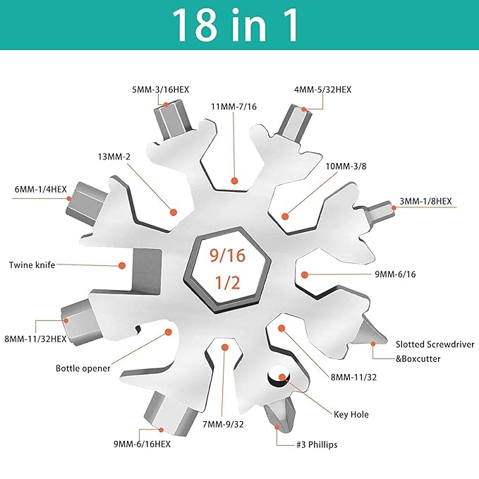 18 in 1 Multifunctional Tool Snowflake