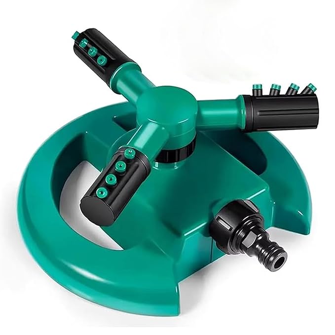 ROOTS & LEAF 360° Automatic Rotating Garden Sprinkler with 45° Adjustable Arms | Durable ABS Material | Coverage up to 32 Feet | for Efficient Watering in Gardens and Lawns (Pack of 1)