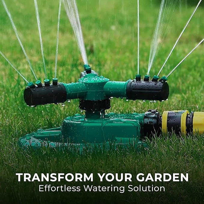 ROOTS & LEAF 360° Automatic Rotating Garden Sprinkler with 45° Adjustable Arms | Durable ABS Material | Coverage up to 32 Feet | for Efficient Watering in Gardens and Lawns (Pack of 1)