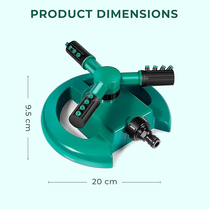 ROOTS & LEAF 360° Automatic Rotating Garden Sprinkler with 45° Adjustable Arms | Durable ABS Material | Coverage up to 32 Feet | for Efficient Watering in Gardens and Lawns (Pack of 1)