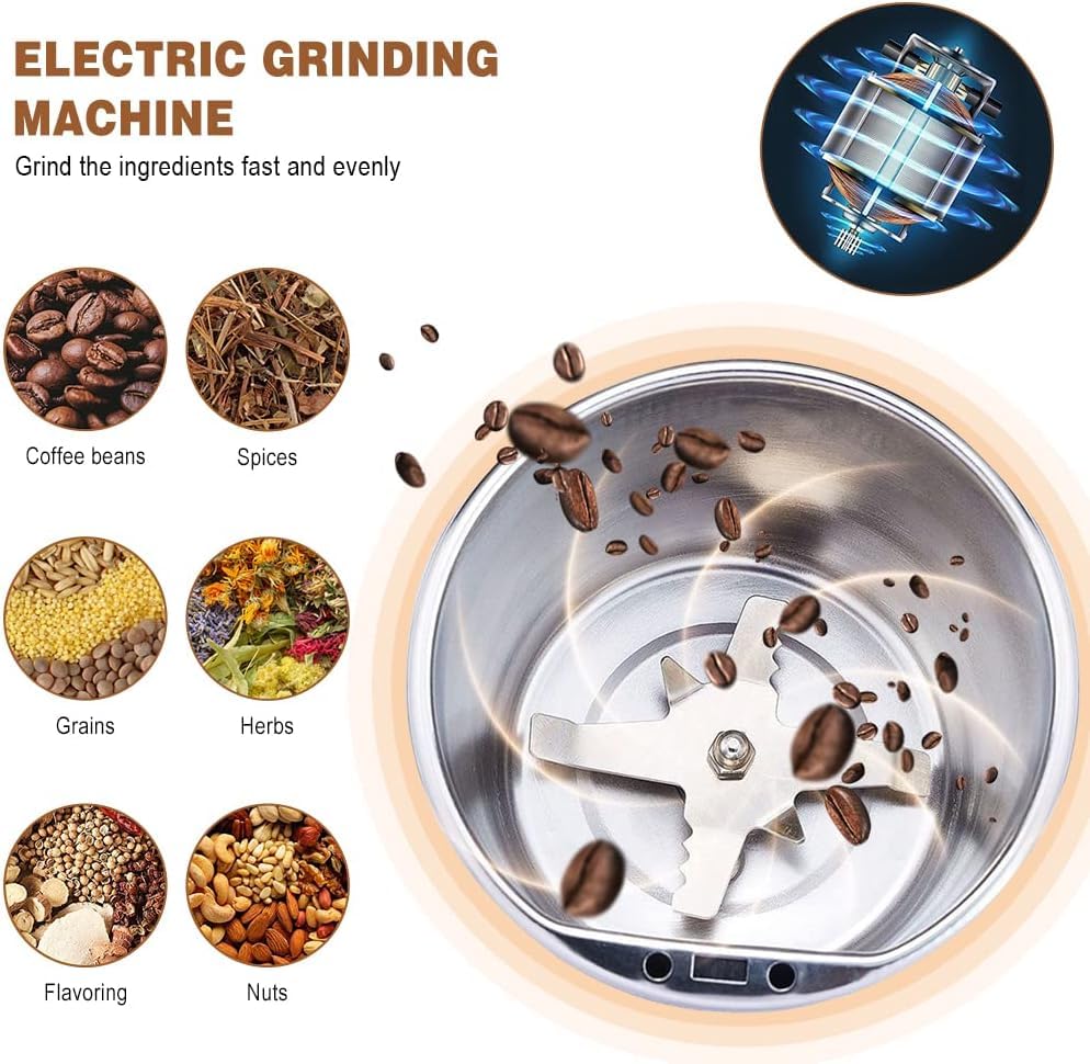Coffee Grinder Electric Grinder and Chopper Crusher for Home Blade & Cup Made with Stainless Steel