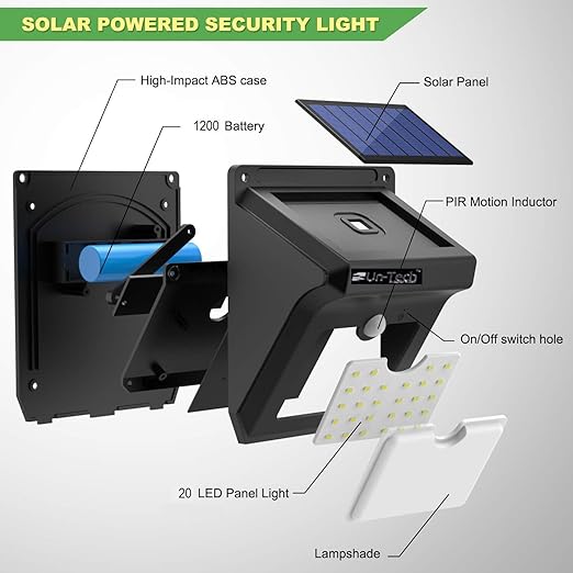 Weather Resistant 20 LED Motion Sensor Solar Light and Lighting for Wall, Patio, Garden, Landscape, Deck, Shed, Lawn
