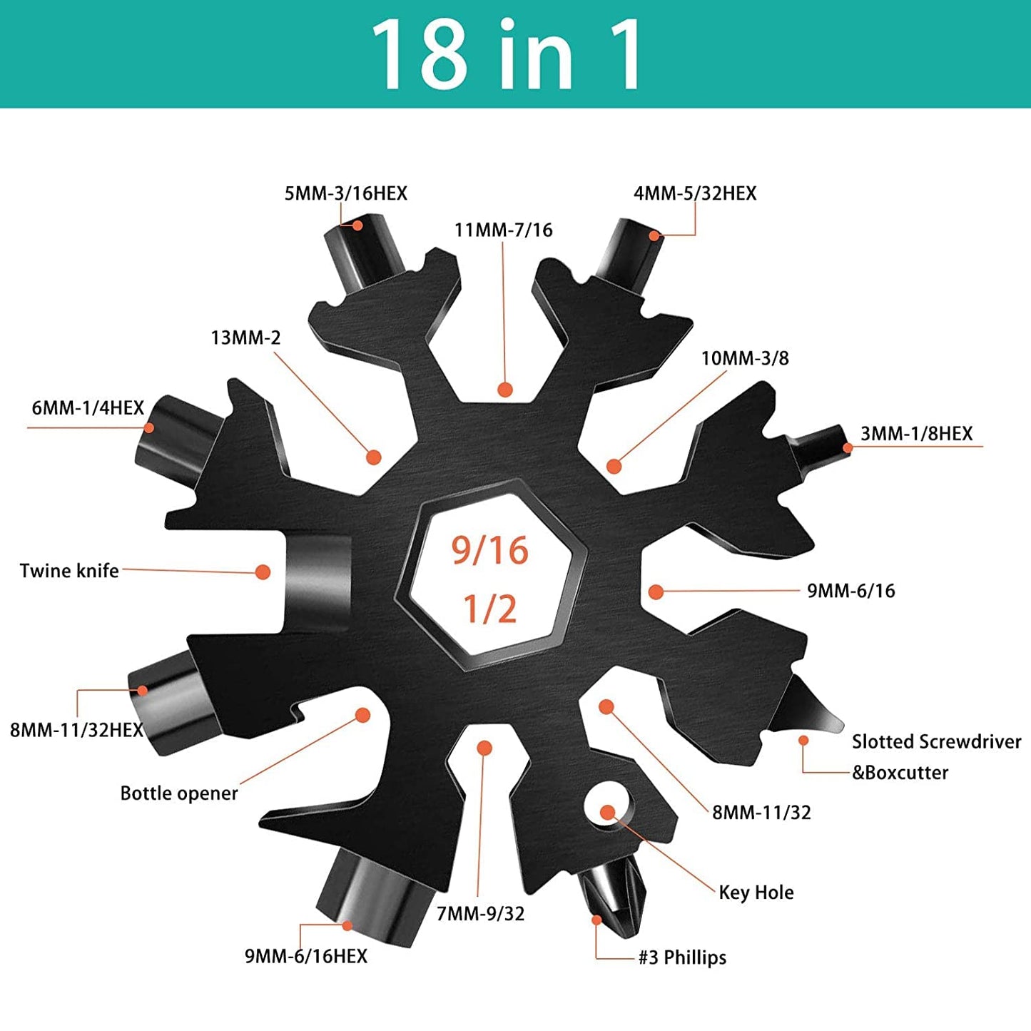 18 in 1 Multifunctional Tool Snowflake