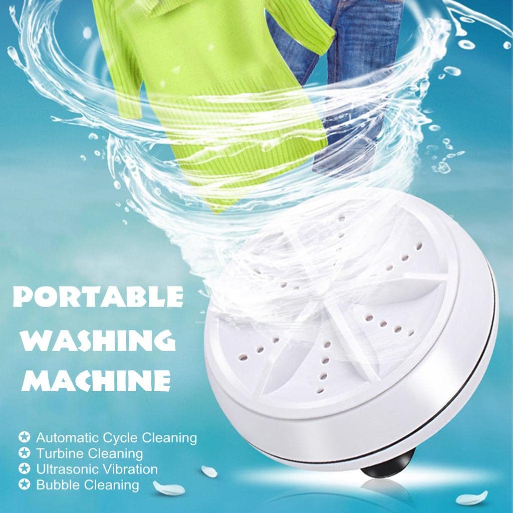 Mini Washing Machine Turbine Washing Machine Washing Machine Door Hinge Ultrasonic Lightweight Turbo Washer with USB Cable - for Home Camping Dorms Business College Rooms.