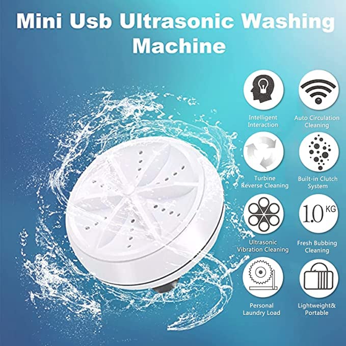 Mini Washing Machine Turbine Washing Machine Washing Machine Door Hinge Ultrasonic Lightweight Turbo Washer with USB Cable - for Home Camping Dorms Business College Rooms.