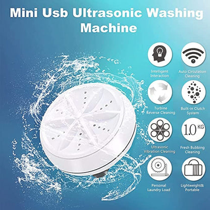 Mini Washing Machine Turbine Washing Machine Washing Machine Door Hinge Ultrasonic Lightweight Turbo Washer with USB Cable - for Home Camping Dorms Business College Rooms.