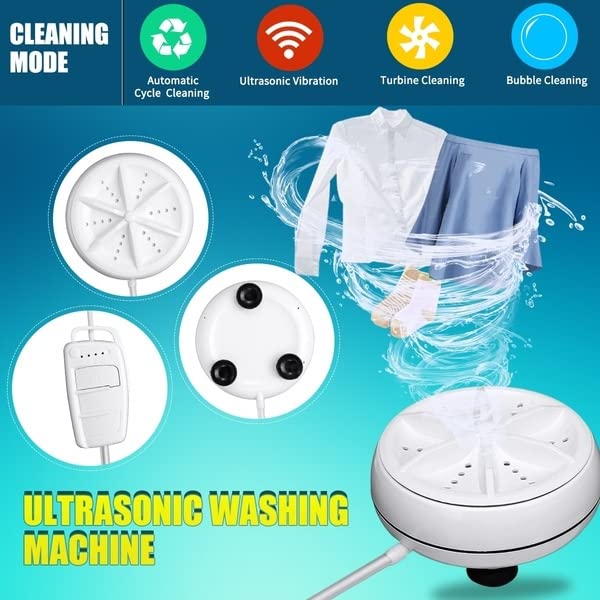 Mini Washing Machine Turbine Washing Machine Washing Machine Door Hinge Ultrasonic Lightweight Turbo Washer with USB Cable - for Home Camping Dorms Business College Rooms.